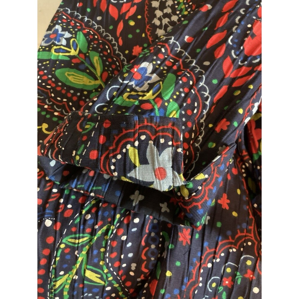 Alfred Dunner Womens Blazer Jacket 10 Navy Floral Paisley Open Front Crinkle - Picture 7 of 9